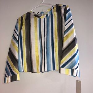 Women’s ZARA long sleeve blouse blue/white/ yellow